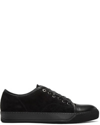 schwarze Wildleder niedrige Sneakers von Lanvin