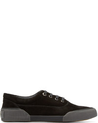 schwarze Wildleder niedrige Sneakers von Lanvin