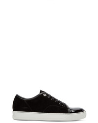 schwarze Wildleder niedrige Sneakers von Lanvin