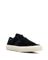 schwarze Wildleder niedrige Sneakers von Tom Ford