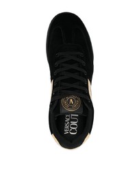 schwarze Wildleder niedrige Sneakers von VERSACE JEANS COUTURE