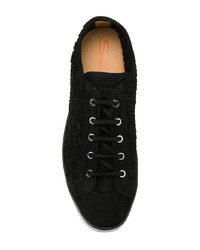 schwarze Wildleder niedrige Sneakers von Santoni