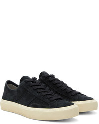 schwarze Wildleder niedrige Sneakers von Tom Ford