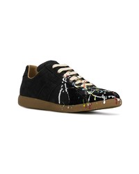 schwarze Wildleder niedrige Sneakers von Maison Margiela