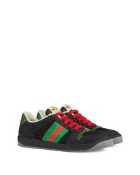 schwarze Wildleder niedrige Sneakers von Gucci