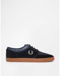 schwarze Wildleder niedrige Sneakers von Fred Perry