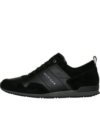 schwarze Wildleder niedrige Sneakers von Tommy Hilfiger