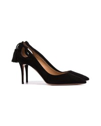 schwarze Wildleder Pumps mit Ausschnitten von Aquazzura