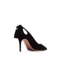 schwarze Wildleder Pumps mit Ausschnitten von Aquazzura