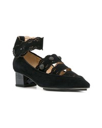 schwarze Wildleder Pumps mit Ausschnitten von Rue St