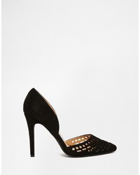 schwarze Wildleder Pumps mit Ausschnitten von London Rebel