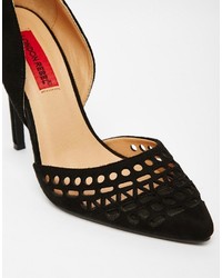 schwarze Wildleder Pumps mit Ausschnitten von London Rebel