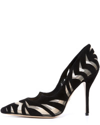 schwarze Wildleder Pumps mit Ausschnitten von Paul Andrew