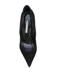 schwarze Wildleder Pumps mit geometrischem Muster von Manolo Blahnik