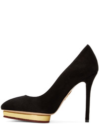 schwarze Wildleder Pumps von Charlotte Olympia