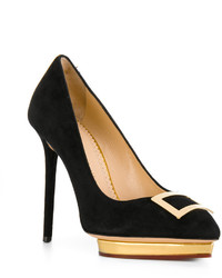 schwarze Wildleder Pumps von Charlotte Olympia