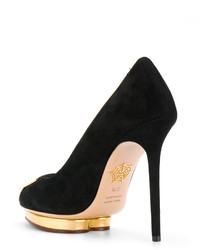 schwarze Wildleder Pumps von Charlotte Olympia