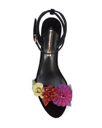schwarze Wildleder Sandaletten mit Blumenmuster von Sophia Webster
