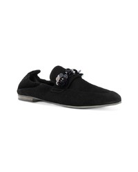 schwarze Wildleder Slipper mit Blumenmuster von Kennel + Schmenger