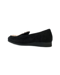 schwarze Wildleder Slipper mit Leopardenmuster von Alyx