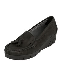 schwarze Wildleder Slipper mit Quasten von Naturläufer