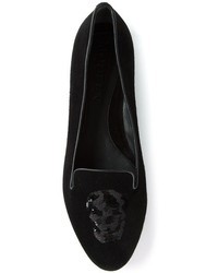 schwarze Wildleder Slipper von Alexander McQueen