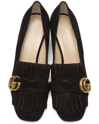 schwarze Wildleder Slipper von Gucci