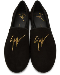 schwarze Wildleder Slipper von Giuseppe Zanotti