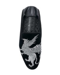 schwarze Wildleder Slipper von Alexander McQueen