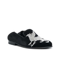 schwarze Wildleder Slipper von Alexander McQueen