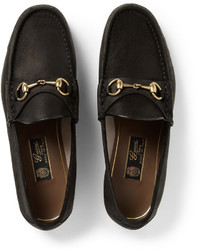 schwarze Wildleder Slipper von Gucci