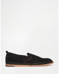 schwarze Wildleder Slipper