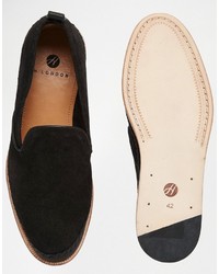 schwarze Wildleder Slipper