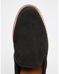 schwarze Wildleder Slipper