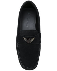 schwarze Wildleder Slipper von Emporio Armani