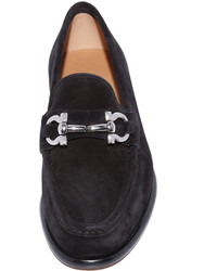 schwarze Wildleder Slipper von Salvatore Ferragamo