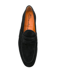 schwarze Wildleder Slipper von Santoni