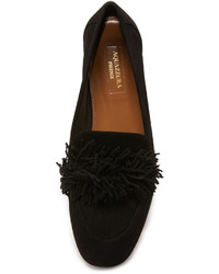 schwarze Wildleder Slipper von Aquazzura