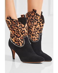 schwarze Wildleder Stiefeletten mit Leopardenmuster von Marc Jacobs