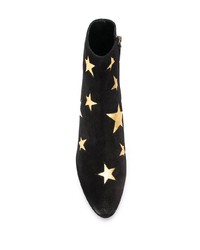 schwarze Wildleder Stiefeletten mit Sternenmuster von Saint Laurent