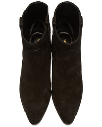 schwarze Wildleder Stiefeletten von Saint Laurent