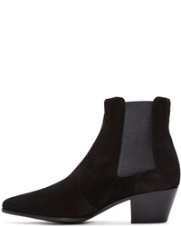 schwarze Wildleder Stiefeletten von Saint Laurent