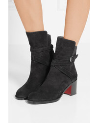 schwarze Wildleder Stiefeletten von Christian Louboutin