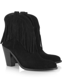 schwarze Wildleder Stiefeletten von Saint Laurent