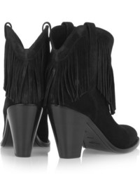 schwarze Wildleder Stiefeletten von Saint Laurent