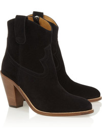 schwarze Wildleder Stiefeletten von Saint Laurent