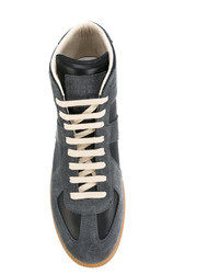 schwarze Wildleder Turnschuhe mit geometrischem Muster von Maison Margiela