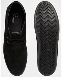 schwarze Wildleder Turnschuhe von Fred Perry