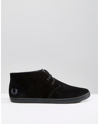 schwarze Wildleder Turnschuhe von Fred Perry