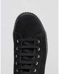 schwarze Wildleder Turnschuhe von Fred Perry